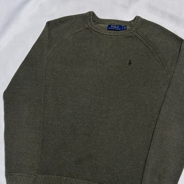 S 폴로랄프로렌 카키 코튼 니트