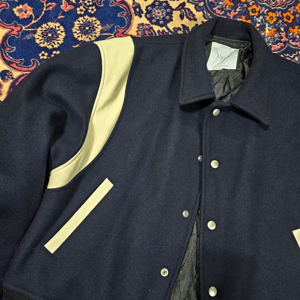 집시(Jipsy) 울 카라넥 컬러블럭 바시티 자켓 M size