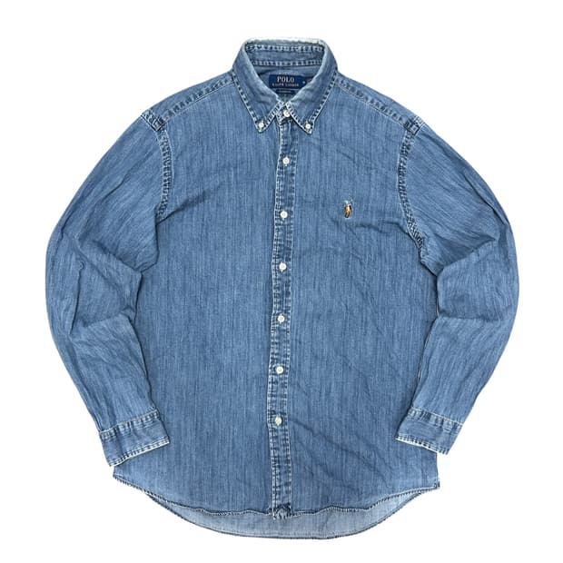 폴로 클래식핏 QR라벨 데님셔츠(M)