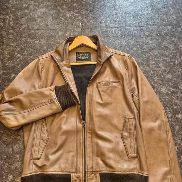 리바이스 레더 싱글 블루종 자켓 - XL