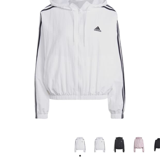 (W) 아디다스 에센셜 삼선 우븐 윈드브레이커 자켓 화이트 - KR 사이