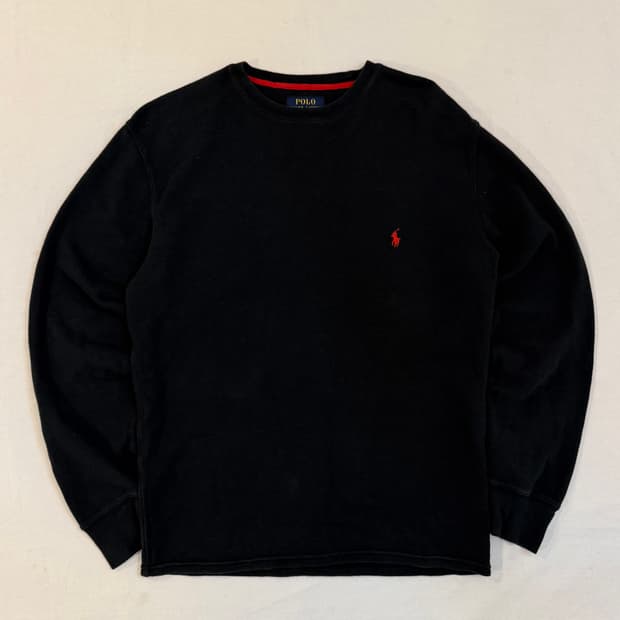 폴로 랄프로렌 와플 써멀 롱슬리브 긴팔티 블랙