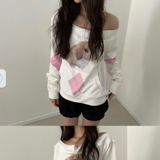 토끼 오프숄더 맨투맨 satomi radio