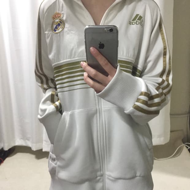아디다스 흰골 흰금 레알 마드리드 져지 트랙탑 100