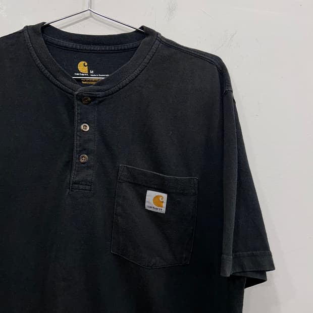 칼하트 빈티지 헨리넥 코튼 오버핏 반팔티