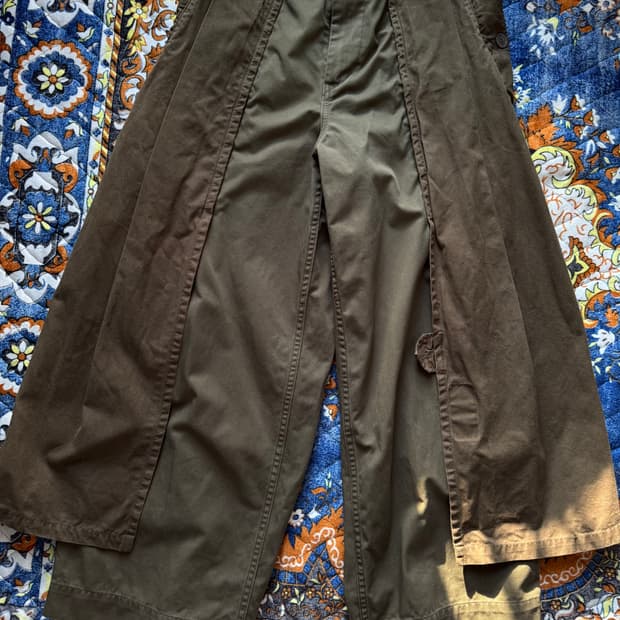 빈티지 밀리터리 데님 던가리 레이어드 디테일 벌룬 카고 팬츠