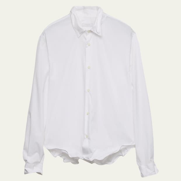 PRADA SS25 WIRE POPLIN SHIRT WHITE