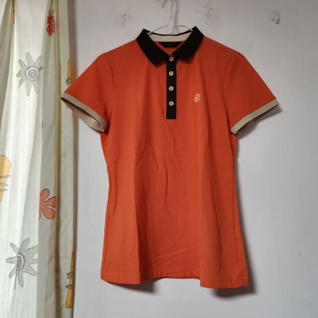 레노마 오렌지색 반팔 카라 티셔츠95