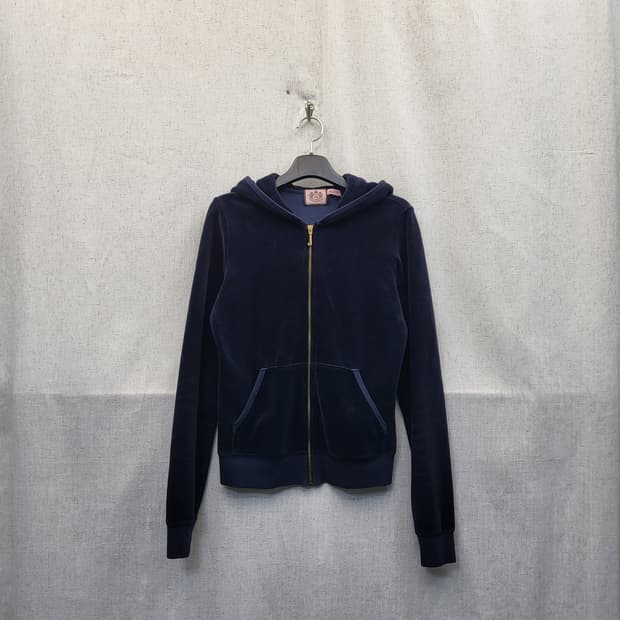 쥬시꾸뛰르 벨벳 후드집업 네이비