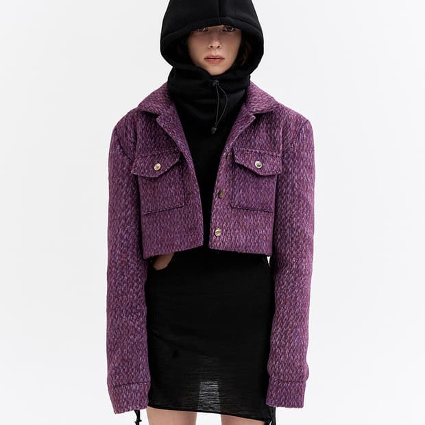 FLAP-POCKET CROPPED JACKET PURPLE