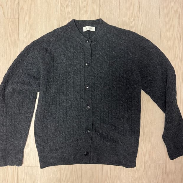 유니온블루 케이블 울 크롭 가디건 차콜 L