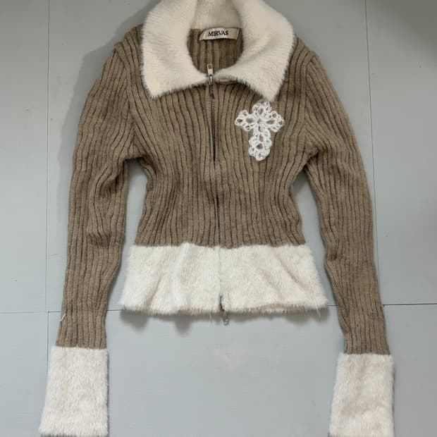  hurtremake Cross-Patch Cardigan Zip-Up 