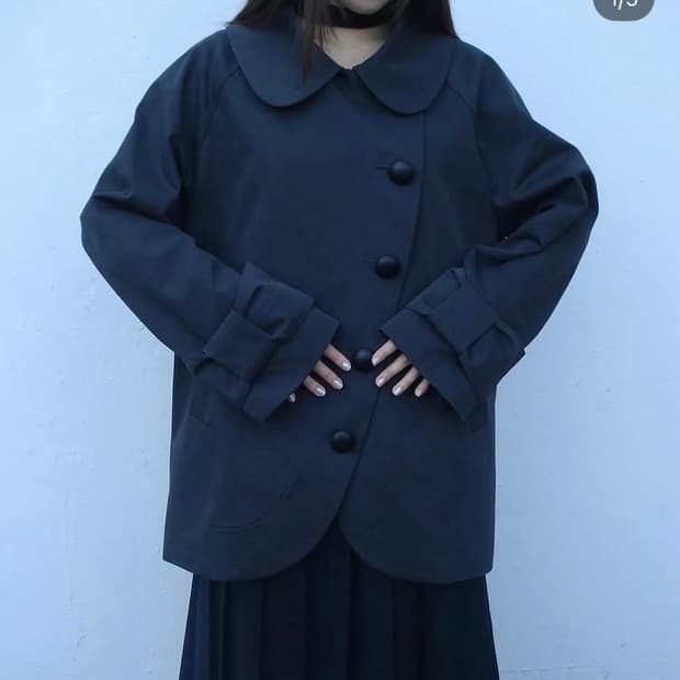 체메씨 BOW ROUND COTTON HALF COAT 하프코트 차콜
