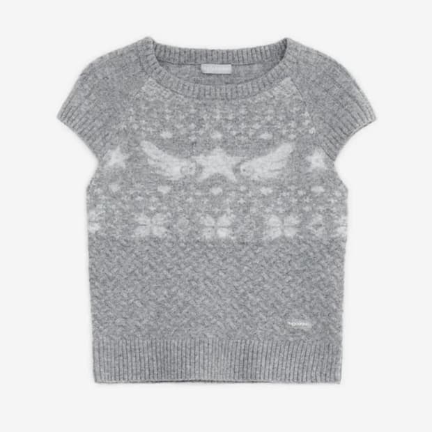 허그유어스킨 스타 윙 니트 탑 그레이시 블루