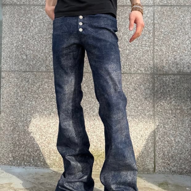 토네이도 마트 00s 토네이트 마트 특수 가공 무늬 벨보텀 플레어데님팬츠