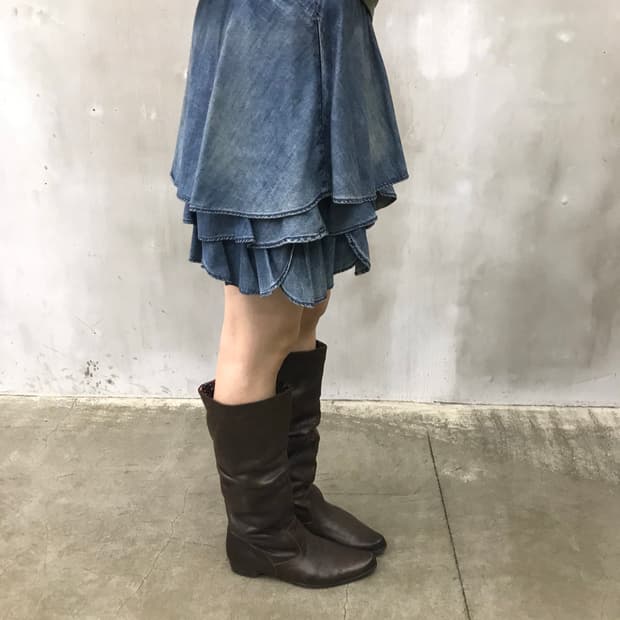 Frill denim mini sk