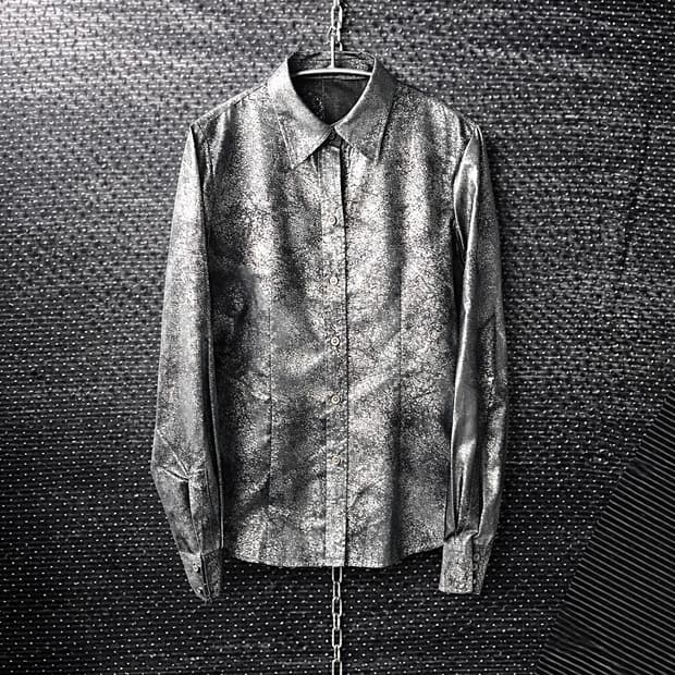 메탈릭 실버코팅 셔츠