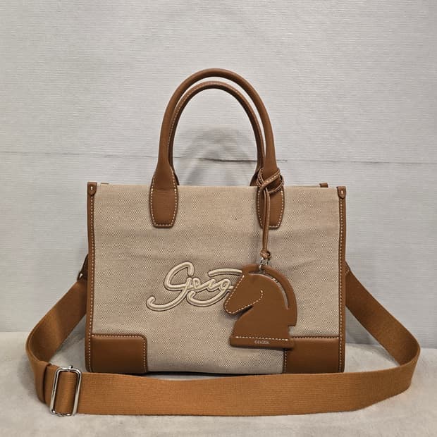 가이거 런던 캔버스 소가죽 토트백 숄더백 크로스백 아이보리