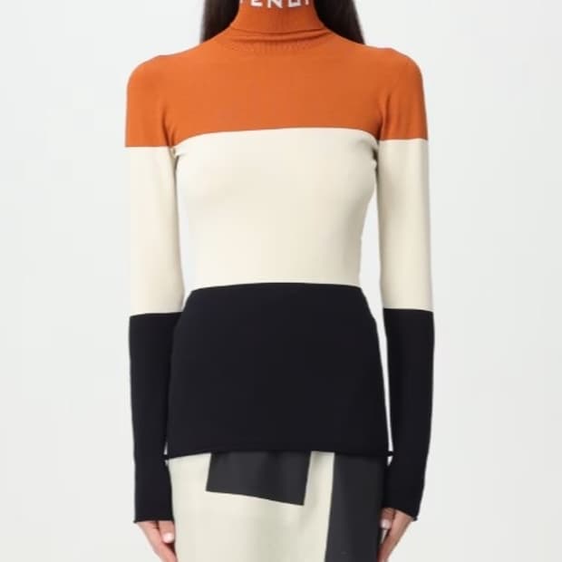 펜디 (FENDI) 스트라이프 블록 하이넥 니트 - 미착용 새상품