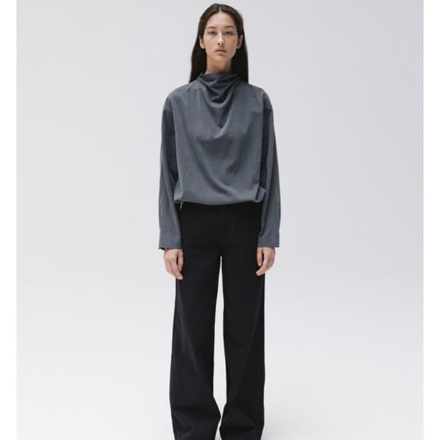 MOIA soft cowl blouse (dusty blue)