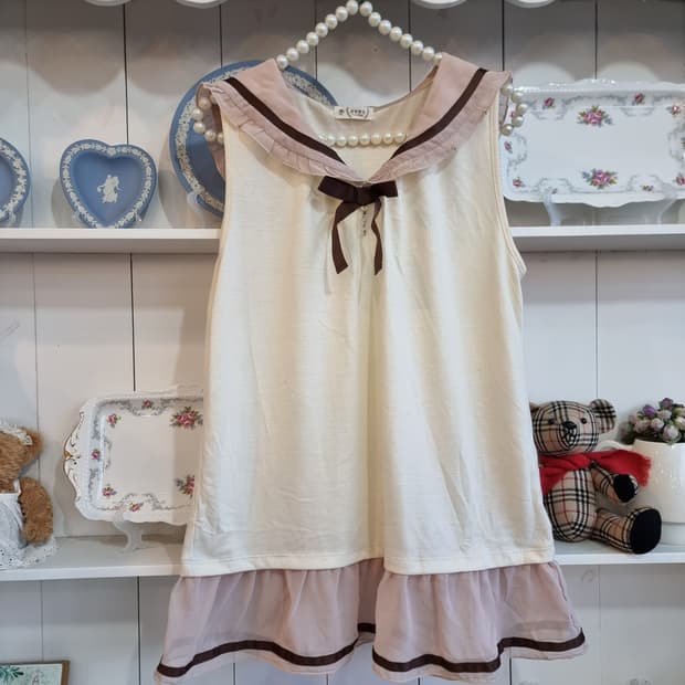 axes femme(액시즈팜) 세일러카라 리본 롱탑