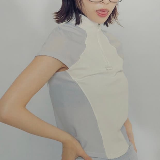 (리퍼브 새상품) 허그유어스킨 Jersey zip-up top(화이트)