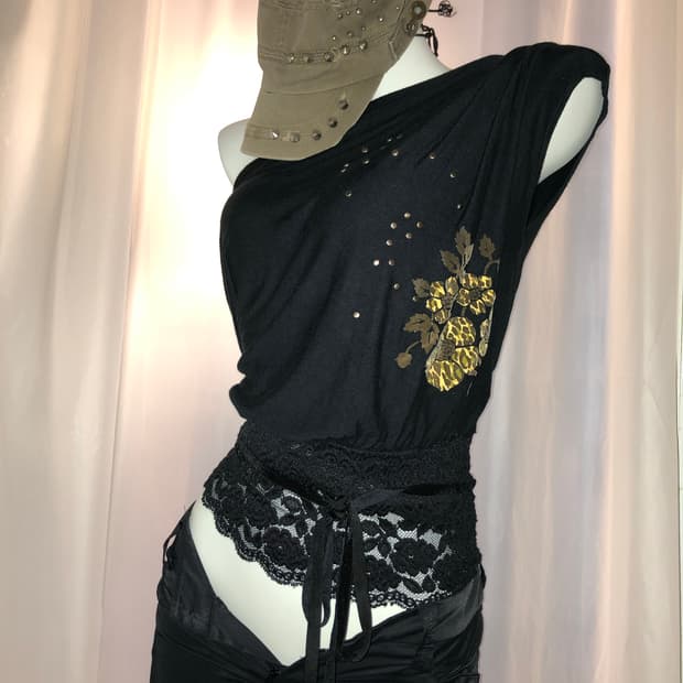 black lace flower top