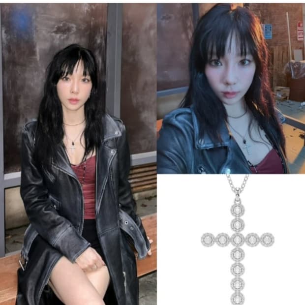 새제품)스와로브스키 태연 십자가 목걸이 정품