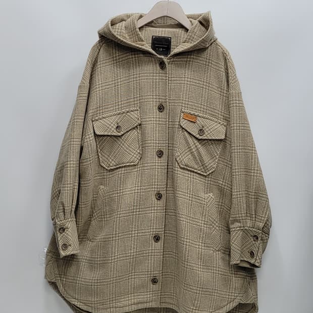 써스데이아일랜드 오버핏 셔츠형 울 후드 아우터 / 여 S (85-160)