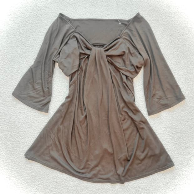 빈티지 초코 리본 꼬임 오프숄더 원피스 라떼갸루 오네갸루 모리걸 