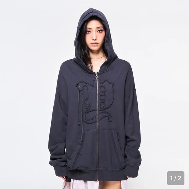 Yeel  back tie detail 후드집업 다크그레이s 