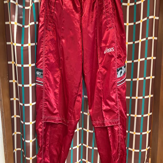 아식스 레드 트레이닝 바지