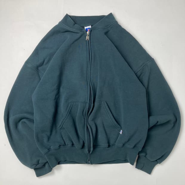 90s Russell Zip Up Sweatshirt (sage gree