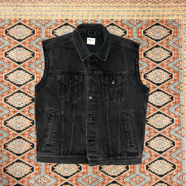 갭 흑청 데님 조끼 베스트 남성L