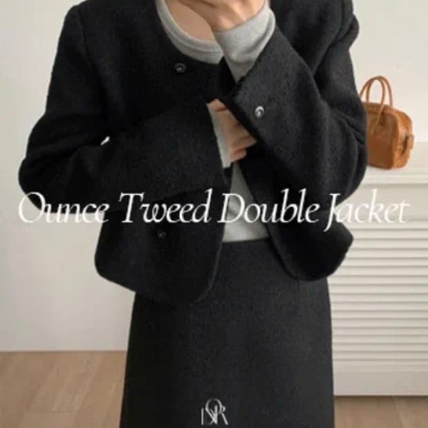 가내스라 온스 트위드 더블자켓 블랙