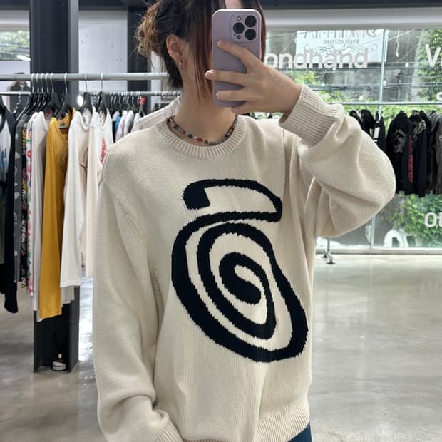 스투시 컬리 니트 