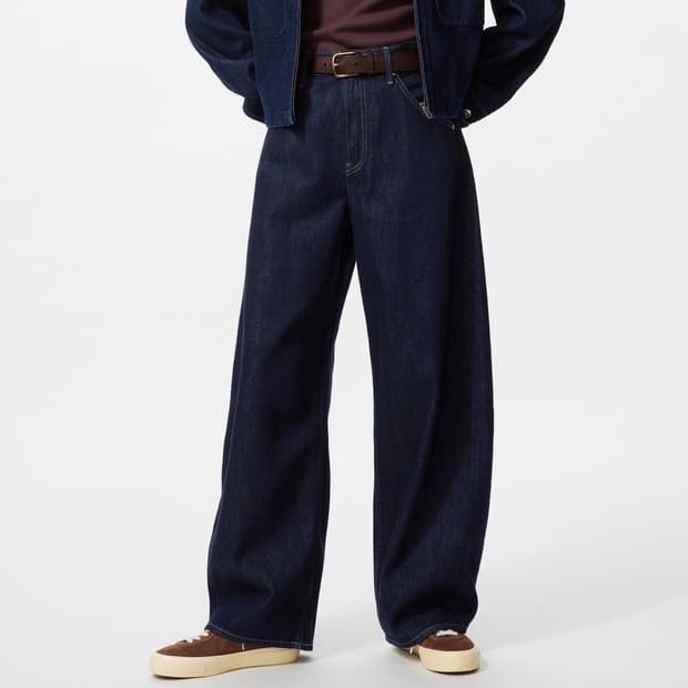 유니클로 배기커브진 네이비 NAVY 25 청바지 