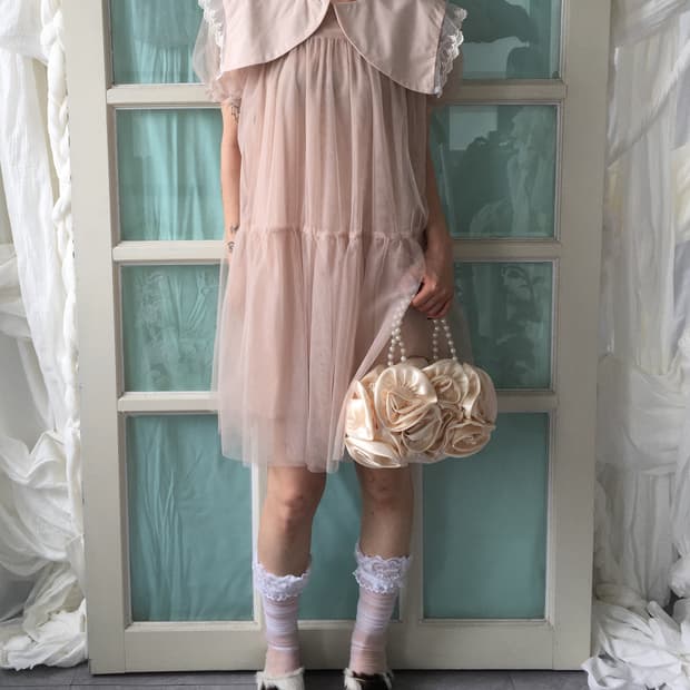 Lace trimming sailor collar point sha on