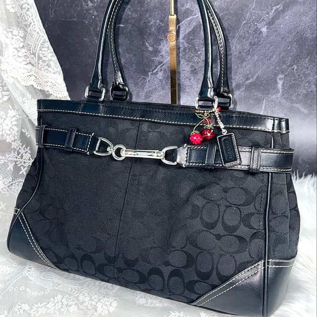 Coach Noir Black Signature Jacquard Tote