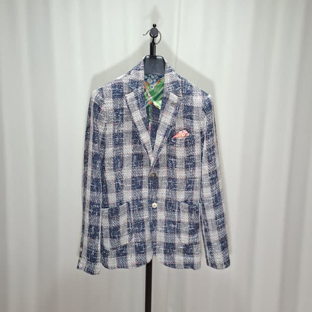 (택포) BOB 이태리정품 핸드메이드 보카시 체크블레이져 L B742