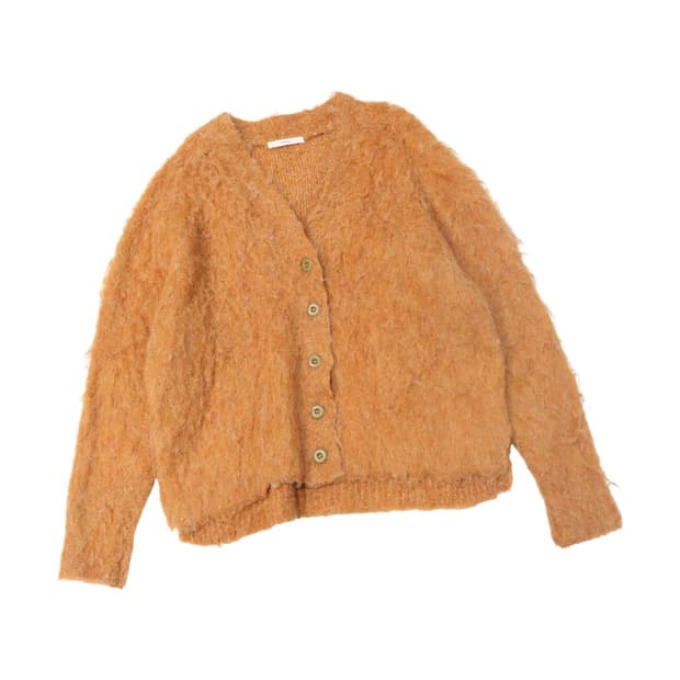 Thevon 제본 오렌지 모헤어 블렌드 브이넥 니트 가디건
