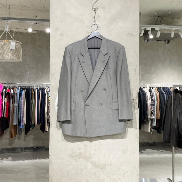 버버리 그레이 스트레치 1B 울 블레이저