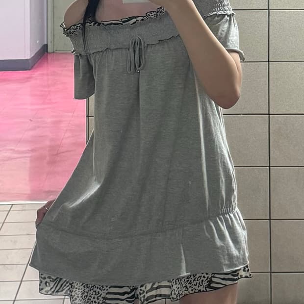 갸루빈티지 오프숄더 프릴 원피스