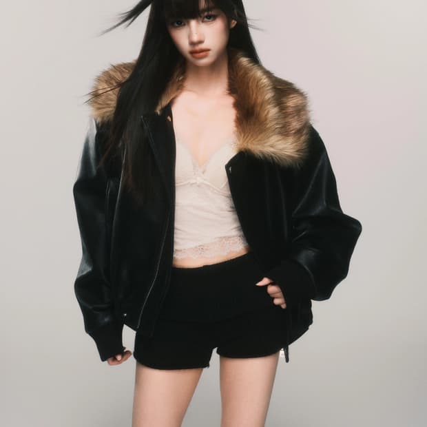 luluswings 가죽 퍼 자켓