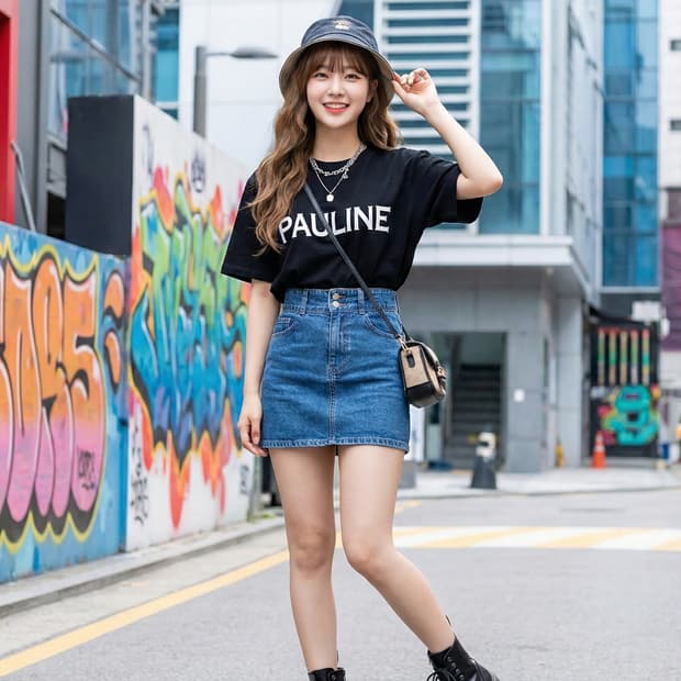 스튜디오 톰보이 Pauline 블랙 반팔 티셔츠_FREE