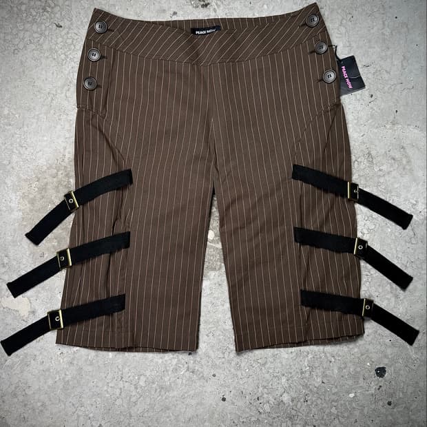 Peace Now – Pinstripe Strap Shorts