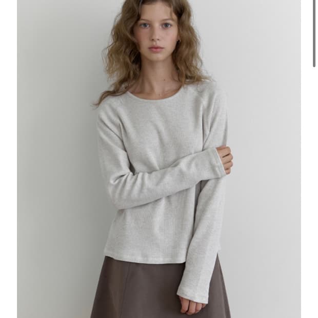 더미튼 래글런 와플 티셔츠 오트밀