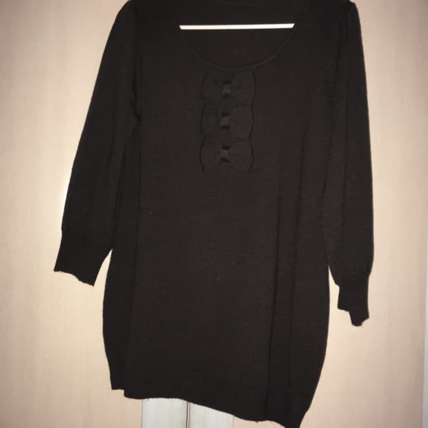 일본빈티지 리본 다크브라운 니트 꼼데 코스 미니멀