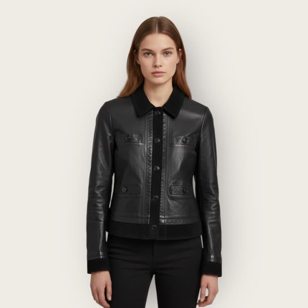 55/ 산드로 램스킨 스웨이드 블렌딩 레더 자켓