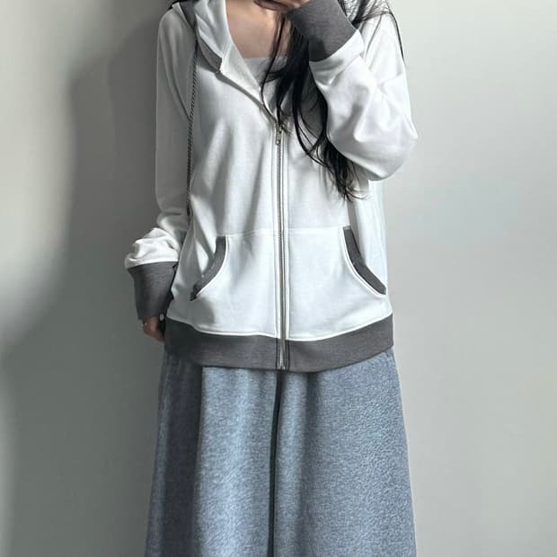 챔피온 화이트 링거 후드집업